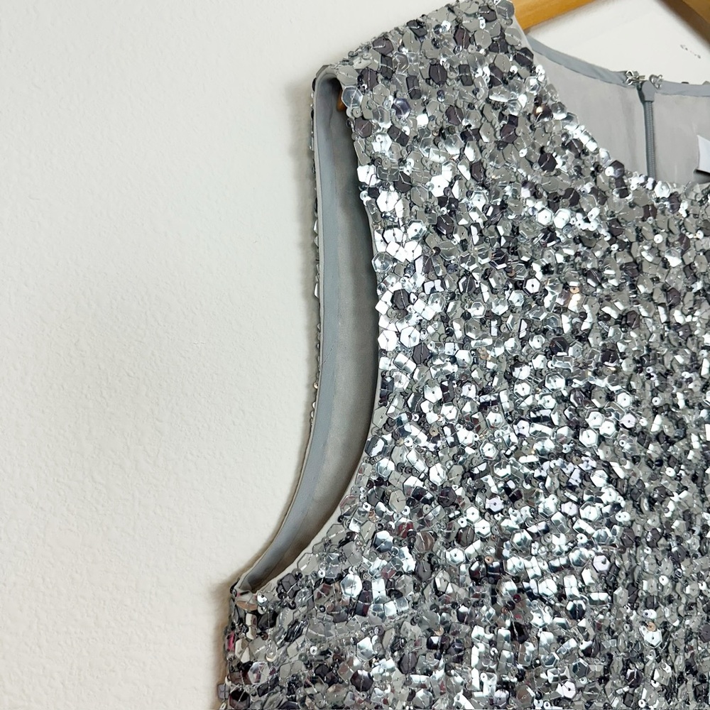 Michael Kors Collection Hand-Embroidered Sequin Silk Georgette Shift Dress Sz 12 - Picture 5 of 11